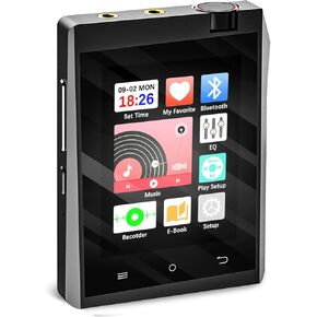 2.8'' MP3 Player with Bluetooth 5.3, 64GB HiFi MP3 Player Bluetooth with Touch Screen, Portable Digital Audio Music Player with FM Radio Voice Recorder E-Book Earphones Included, Support Up to 128GB