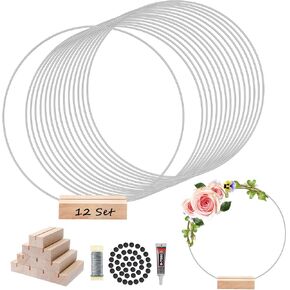 15 قطعة من إكليل الزهور المعدني مقاس 30.48 سم لتزيين الطاولة مع 15 قطعة من حاملي بطاقات المكان، وحلقات دائرية ذهبية لتزيين الزفاف بنفسك، والحرف اليدوية المعلقة على الحائط، وصائدي الأحلام in Kuwait