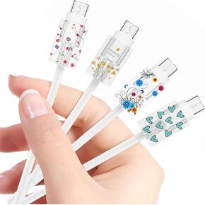 4 PCS شاحن الشاحن واقي زهرة حماة شفافة الكبلات الشفافة للحبال من النوع C PTU حماة دي كارغادور كابل كابلات للازدادات لملحقات شاحن الهاتف