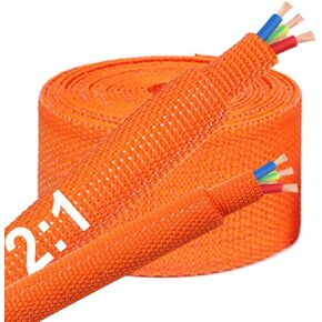 20 FT 3/4 inch 2:1 Heat Shrinkable Braided Sleeving Heat Shrink Sleeve Abrasion Protection Flexibility Wiring Harness Cable Sheath