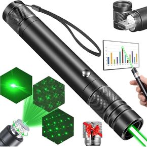 MEUSNO Green Laser Pointer High Power, USB Rechargeable Green Laser High Power Pointer Long Range Laser Pointer Laser Light Pointer for Presentations