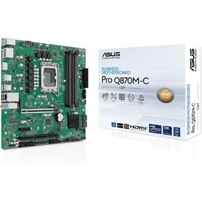 ASUS Pro Q870M-C-CSM Micro-ATX mATX Q870 Business Motherboard with Intel® Core™ Ultra Processors (Series 2) & Intel® vPro Support and Enhanced Security, Reliability and Manageability