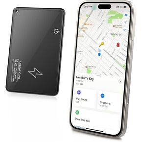 TiMOVO Wallet Tracker Card for Apple Find My, (iOS Only) Wireless Charging Rechargeable Wallet Finder for Purse Luggage Tag, Passports, IP68 Waterproof Bluetooth Item Locator Tracker - Black