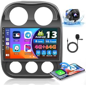 4+64G 8 Cores Android 13 Stereo for Jeep Compass Patriot Radio 2010-2016, 10.1 Inch HD Touchsceen with Wireless CarPlay Android Auto GPS WiFi Backup Camera Mirror Link BT Mic FM RDS in Kuwait