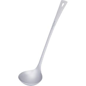 iBasingo Long Handle Titanium Ladle Serving Spoon Metal Soup Spoon Hot Pot Tableware Lightweight Durable Kitchenware for Cooking Gravy Sauces Ti1062T
