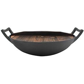 Old Style Pig Iron Wok Uncoated Non Stick Pan Thickened Double Ear Cast Iron Wok Flat Bottom Wok，，，