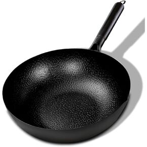 Wok Pan, Stir Fry Pan Flat Bottom Pan,Cast Iron Wok for Electric Stove, Induction Cooker and Gas Stove (A 32Cm)，A-32cm，A-32cm，A-32cm
