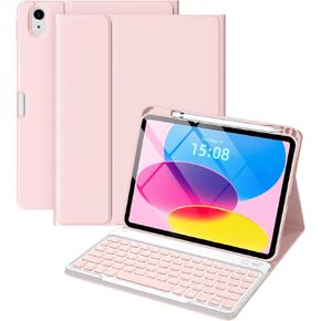 LEOMARON for iPad (A16) 11th/10th Generation Case with Keyboard, 7-Color Backlit, Detachable Keyboard Case for iPad A16 11 inch 2025 & 10th Gen 10.9 inch 2022, Folio Cover with Pencil Holder, Pink in Kuwait
