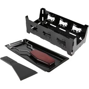 Portable Non Stick Cheese Raclette Rotaster Baking Tray Stove with Wood Handle Grilling Tool for Outdoor Picnics