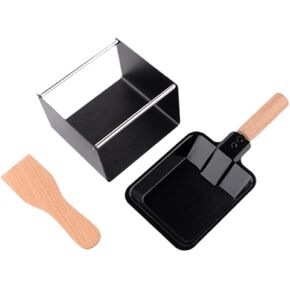 Cheese Raclette Set Cheese Melter Pan Portable Wood Handle Cheese Rotaster Baking Tray Cheese Raclette Melter for Sausage BBQ