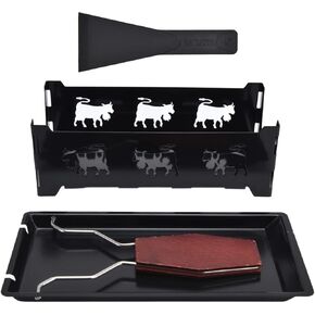 Black Handle Mini Cheese Raclette Grill Pan - Compact Cheese Melt Plate for Grilling - Cheese Baking Tool & Butter Melter