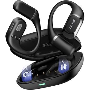 Open Ear Headphones,Over Ear Earbuds with Ergonomic Earhook,Bluetooth Headphones 5.4 with Smart Digital Display,40H Playtime,IPX6 Waterproof,Touch Control Pperate Fit Cycling,Running,Workout(Black)