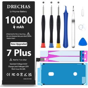 [10000mAh] Battery for iPhone 7 Plus, Upgraded High Capacity 0 Cycle Li-Polymer Replacement Battery for iPhone 7 Plus Models A1661, A1784, A1785 with Complete Professional Repair Tool Kit