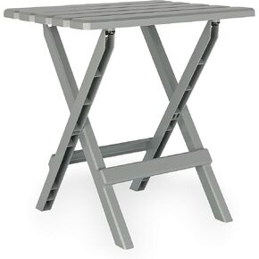 Camco 51692 Gray Large Adirondack Portable Outdoor Folding Side Table, Perfect for The Beach, Camping, Picnics, Cookouts and More, Weatherproof and Rust Resistant