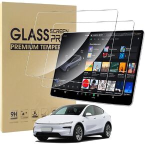 2-Pack Screen Protector Compatible with Tesla Model 3 (2025-2024)/ Model Y 2025 15.4" Touchscreen, [HD Clarity] [9 Hardness] [Anti-Scratch] Tempered Glass for Navigation