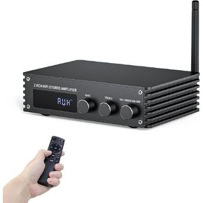 Inwa Bluetooth Audio Stereo Amplifier, 200W Dual Channel Mini Hi-Fi Stereo Receiver, 2.0CH Power Amp w/HDMI(ARC), Opt, Coax, USB, RCA for Home Speakers 100W x 2 with LED Display, Bass/Treble Control