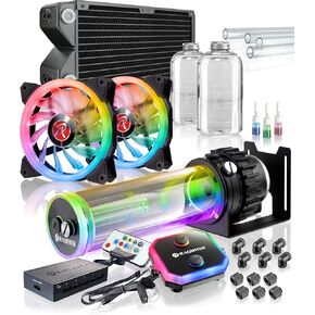 PHORCYS EVO CD240 Water Cooling Kit, 65mm Thickness 240mm Radiator, Hard Tube, CPU Water Block, D5 RBW Pump, 2 * ADD PWM Fans, 12 Copper Fittings (90°*6 & 180°*6), coolant (0R10B00107)