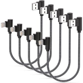 iPhone Charger 1ft 90 Degree 2 Pack MFi Certified Elbow Short Lightning Cable Right Angle Fast Charging Cord for iPhone 14 13 12 11 Pro X XS XR 8 Plus 7 6 5 (Black Grey,1 Foot)