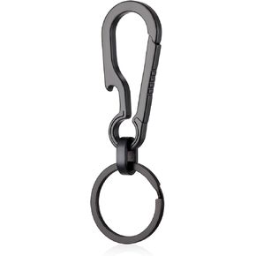Ouligay Titanium Carabiner Keychain Clip Titanium Key Chain Bottle Opener Keychain Heavy Duty Car for Camping Hiking Men Women(Black)