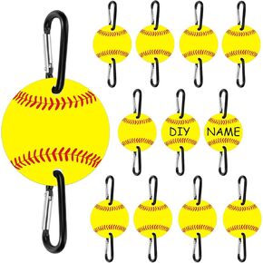 12 Pack Baseball Softball Bag Fence Hooks – Thick Fence Clips with Writable Acrylic Plates – Dugout Organizer for Baseball Softball Gear, Backpacks, Helmets, Bottles, Team Gifts