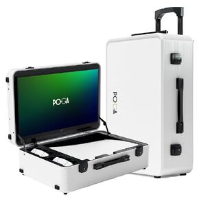 POGA LUX PlayStation 5 Premium Portable Console Travel Case incl. Trolley and 24‘‘ AOC Gaming Monitor - (V2 - Bluetooth Speaker Optional) White