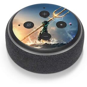 Skinit Decal Audio Skin Compatible with Amazon Echo Dot 3 - Officially Licensed DC Comics Aquaman Movie Poster Trident Design