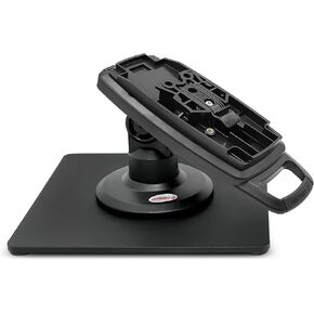 ENS Tailwind Ingenico Lane/3000/7000/8000 3" Latch and Lock Compact Pole Mount Terminal Stand with Square Freestanding Mobility Base Plate, Black