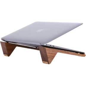 Wooden Laptop Stand for Desk – Solid Walnut Riser for for MacBooks and Notebooks – Ergonomic Portable Laptop Holder – Adjustable Desktop Shelf for Home Office