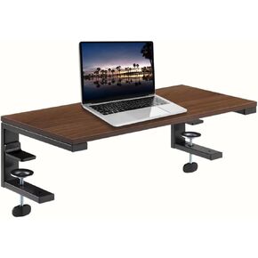 Ergonomic Clamp on Computer Monitor Laptop Riser Stand with Drawer, 21.6 x 9.8 inch - Black