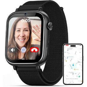 2025 Smart Watch for Kids 6-12 [Kids GPS Tracker/Video Call] Smart Watches Boys Girls Phone Watch, School Mode, Safety Alert, GPS Tracker Kids Smart Watch, New Phone Watches for child, Jet Black