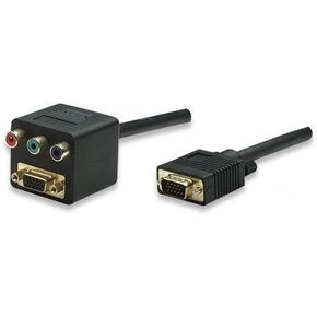 Manhattan, S-VGA (15-pin) Male to S-VGA (15-Pin) Female and Component (3-RCA) Female Video Splitter