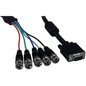 VGA HD15 Male to 5-BNC RGBHV Male Monitor Cable with Ferrites, Black (6 Foot (1 Pack))