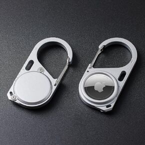 2 حزمة متوافقة مع حامل آمنة Apple Airtag المعدني مع Carabiner ، Snap Hook Lock anti-Lost Hard Detection Scase لعلامة الهواء. (الأسود والفضي) in Kuwait