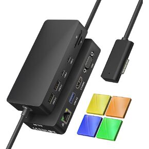 New Microsoft Surface Dock 2 ، رصيف عرض ثلاثي السطح مع 4K@60 هرتز HDMI+VGA ، 11 في 1 محطة لرسو السطح Pro لـ Surface Pro 11/10/9/x/8/7/6/5/4/3