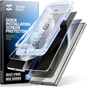 SMARTDEVIL 2 Pack for Samsung Galaxy S24 Ultra Privacy Screen Protector,Anti-Spy Tempered Glass,Full Coverage,Finger Print Reader Compatible, Clear 9H Tempered Glass Film