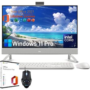 Dell Inspiron All-in-One Desktop PC - 27" FHD Touchscreen, Core 7-150U, NVIDIA GeForce MX570A, 64 GB RAM, 2 TB SSD, Wi-Fi 6E, Win 11 Pro, with Office Lifetime License & Designed Mouse