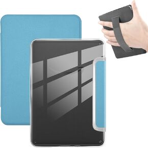 Case for 6.8" Kindle Paperwhite (11th Generation, 2021) with Hand Strap, Ultra Clear Soft Flexible Transparent TPU Back Cover Light Shell with Auto Wake/Sleep, Raspberry