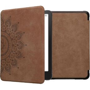 kwmobile Case Compatible with Amazon Kindle Paperwhite (2024)/Colorsoft - Faux Suede Cover - Rising Sun Brown
