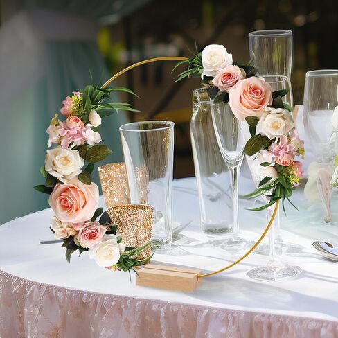 15 قطعة من إكليل الزهور المعدني مقاس 30.48 سم لتزيين الطاولة مع 15 قطعة من حاملي بطاقات المكان، وحلقات دائرية ذهبية لتزيين الزفاف بنفسك، والحرف اليدوية المعلقة على الحائط، وصائدي الأحلام in Kuwait