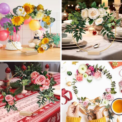 15 قطعة من إكليل الزهور المعدني مقاس 30.48 سم لتزيين الطاولة مع 15 قطعة من حاملي بطاقات المكان، وحلقات دائرية ذهبية لتزيين الزفاف بنفسك، والحرف اليدوية المعلقة على الحائط، وصائدي الأحلام in Kuwait