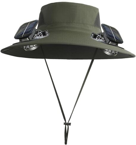 Wide Brim Sun Hats with Fans for Women Men Summer Fishing,Cooling Fishing Hat with Fans for Hiking Camping Hunting UPF 50+ in Saudi Arabia