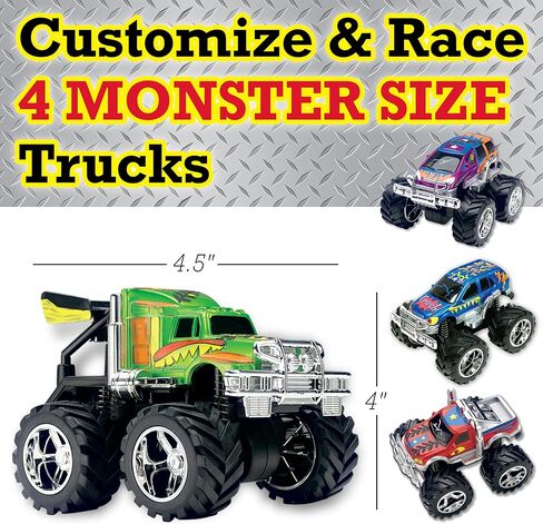 متجر الإبداع للأطفال Monster Truck Custom Shop - خصص 4 شاحنات ضخمة، صغيرة in Kuwait