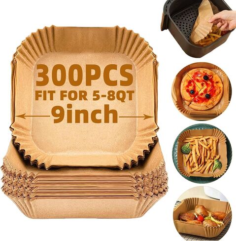 Air Fryer Liners Disposable,300Pcs LYHOLKEER 9inch Airfryer Liners for 5-8QT Air Fryer,Square Air Fryer Parchment Paper Liners for Ninja AF141,AF142,AF181,AF182,COSORI,Chefman,Instant Pot,Cuisinart in Saudi Arabia