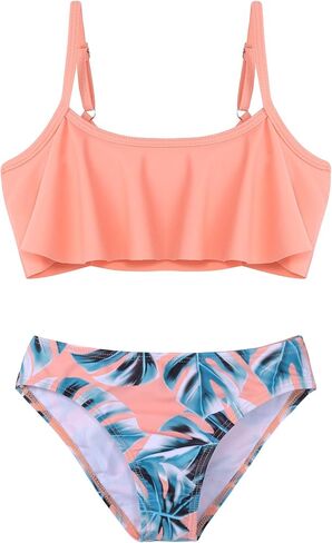 Arshiner Girls Swimsuit Two Pieces Bikini Set Ruffle Bathing Suits Flounced Tankini Swimwear 7-8 Years in Saudi Arabia