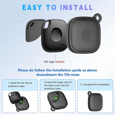 (4-Pack) Silicome Case for Tile Mate 2024, Waterproof Tile Mate Holder Full Body Protective Cover Compatible with Life360 Mate Tile Tracker with Keychain (Black/Off White/Blue/Green) in Saudi Arabia