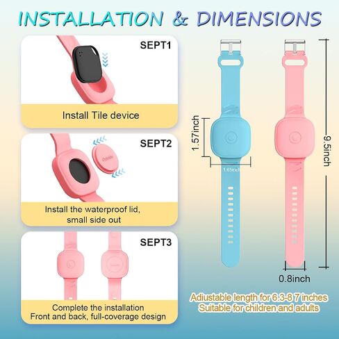 (2Pack) سوار السيليكون لزميل البلاط (2022/2024) ، حالة وقائية مقاومة للماء لحياة Tile Life360 Mate Tracker Hidden Tile Mate حامل للطفل/المراهق/كبار السن (الوردي + السماء الأزرق) in Kuwait