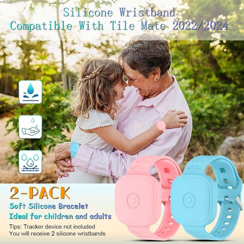 (2Pack) سوار السيليكون لزميل البلاط (2022/2024) ، حالة وقائية مقاومة للماء لحياة Tile Life360 Mate Tracker Hidden Tile Mate حامل للطفل/المراهق/كبار السن (الوردي + السماء الأزرق) in Kuwait
