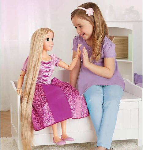 Disney Princess Rapunzel Doll Playdate 32" Tall & Poseable, My Size Articulated Doll in Purple Dress, Comes with Brush to Comb Her Long Golden Hair, Flower Garland Hairband & Hair Pins in Saudi Arabia