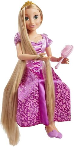 Disney Princess Rapunzel Doll Playdate 32" Tall & Poseable, My Size Articulated Doll in Purple Dress, Comes with Brush to Comb Her Long Golden Hair, Flower Garland Hairband & Hair Pins in Saudi Arabia