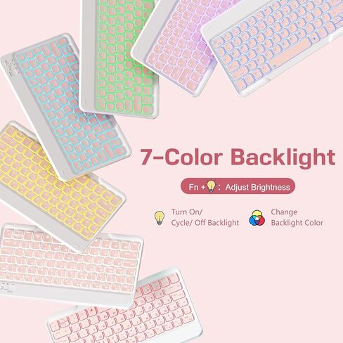 LEOMARON for iPad (A16) 11th/10th Generation Case with Keyboard, 7-Color Backlit, Detachable Keyboard Case for iPad A16 11 inch 2025 & 10th Gen 10.9 inch 2022, Folio Cover with Pencil Holder, Pink in Kuwait